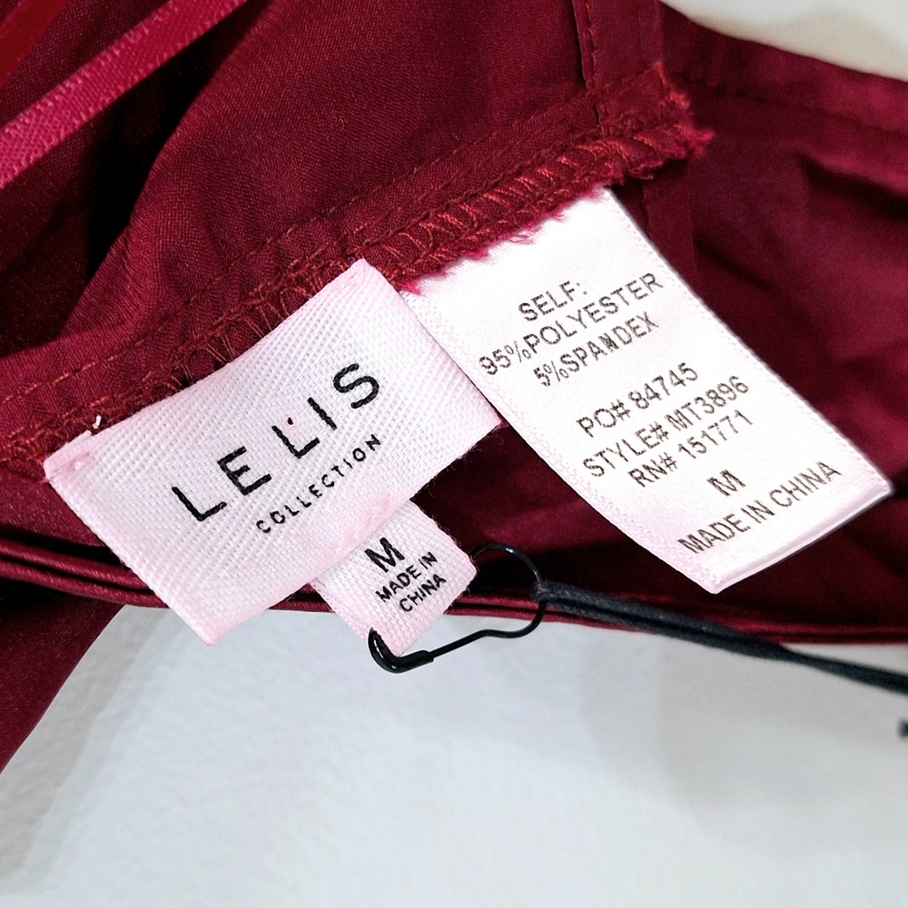 LE LIS Collection Burgundy Satin Strapless Tie-Back Crop Top – Medium NWT - Picture 6 of 6